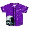 Purple marble rave baseball jersey front view with astronaut helmet graphic and button placket