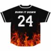 Black flame jersey back view with Burn It Down text and number 24