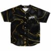 black charcoal marble rave baseball jersey with gold veined streaks and Phase One chest logo