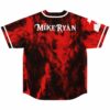Mike Ryan jersey back view showing red black tie-dye bleach pattern