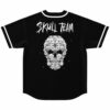 black rave baseball jersey back with $KULL TEAM text over floral sugar skull print