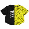 Back of the ASOT 1000 rave crop top with a large 1000 print and repeated ASOT letters on yellow