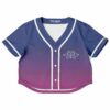 Purple and pink gradient rave crop top with a button front