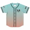 Teal to peach ombre rave baseball jersey with diamond eye and lion crest, front view