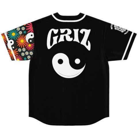 Black jersey back view with bold GRiZ text and smiling yin yang graphic