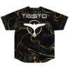Black gold marble rave baseball jersey back view showing large bird emblem and text