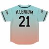Teal to peach ombre jersey back view with Illenium 21 print and Lions sleeve text