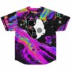 Neon oil swirl rave jersey back view showing full split face graphic on black