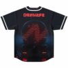 Back view of black jersey with glowing red sphere graphic and DRMVRSE text