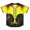 Yellow black glowing lotus rave baseball jersey with sacred geometry front view flat lay