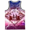 Back view of DJ silhouette stage design framed by heart-shaped truss and lightning bolts