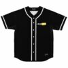 Black baseball jersey with dripping Dub Hub logo on chest, front view flat lay