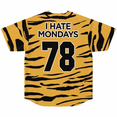 back view tiger stripe jersey with I HATE MONDAYS 78 text print