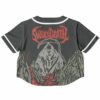 Reaper mountain rave crop top, back view with red reaper graphic