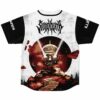 Skull mountain graphic back view with SVDDEN DEATH text on white jersey