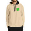 Cream retro rave hoodie with green bubble-letter Good Times print on chest, front view
