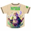 Pothead baseball jersey back view with bearded stoner graphic and smoke swirls in cream