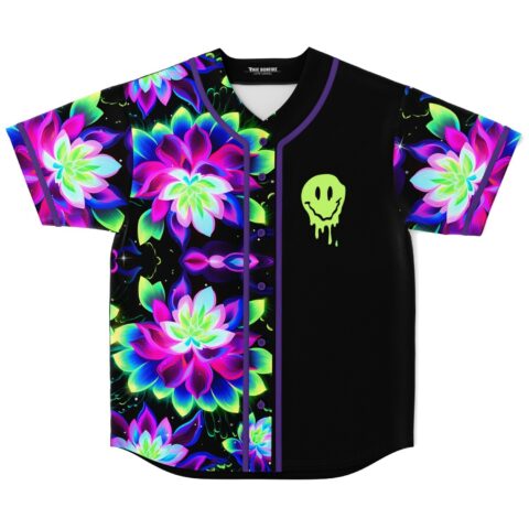 Black Glowing Neon Rave Baseball Jersey