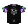 Back of rave jersey with geometric icosahedron graphic, Break My Heart And My Neck text