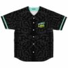 Black abstract doodle rave baseball jersey with mint trim and Wubba Lubba Dub Dub chest