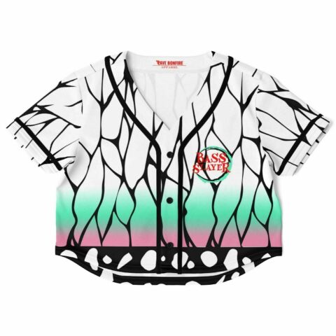 Cropped rave top with black vine design and gradient color scheme