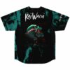 Back view of skull and rose graphic with Kai Wachi text on tie-dye jersey