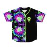 Neon lotus rave baseball jersey with dripping smiley face on black front panel