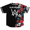 Split floral rave jersey back view with white W logo and wordmark