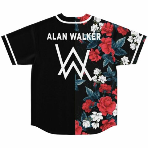 Split floral rave jersey back view with white W logo and wordmark