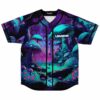 Front view of glowing mushroom forest baseball jersey with LSDREAM logo on chest