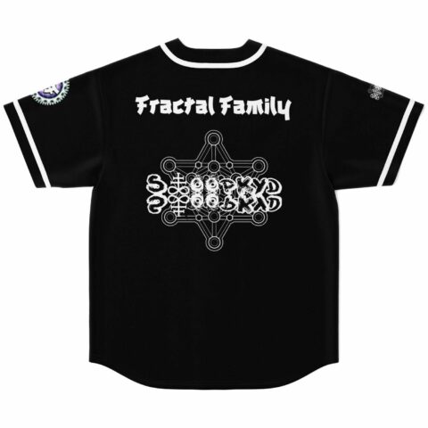 Back view showing Fractal Family text above sacred geometry metatron cube graphic