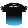 Black to blue ombre baseball jersey with dripping Subtronics text print across the back
