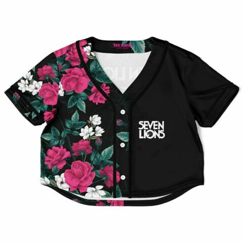 Custom flowers crop top with a Seven lions logo print