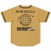 Back view of tan jersey with disco globe graphic and San Francisco text print