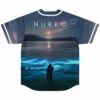 Back view of jersey showing silhouetted couple by glowing blue lakeshore under NURKO text