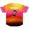 back view of sunset gradient jersey with ILLENIUM text and flaming number 3