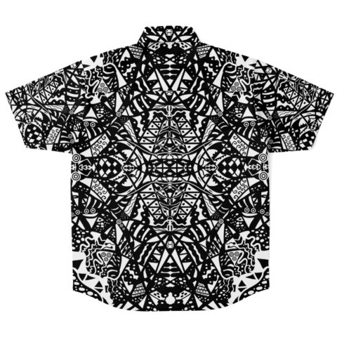 Geometric monochrome short sleeve shirt back view design