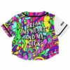 Back view of the Zeds Dead fan rave crop top with a vibrant abstract design and text
