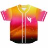sunset gradient rave baseball jersey with white phoenix logo front view
