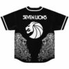 black rave jersey back view with roaring lion emblem and mirrored floral lions