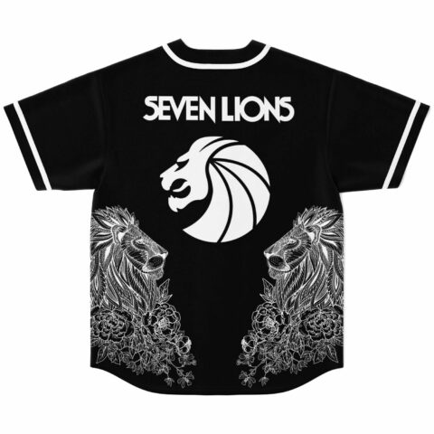 black rave jersey back view with roaring lion emblem and mirrored floral lions