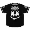 Dripping smiley mask design with SVDDEN DEATH lettering across the back in white