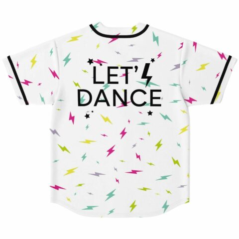 Back view of jersey showing Let's Dance text with lightning bolt accent and star icons