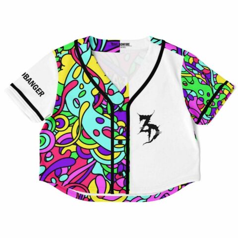 colorful crop top with Zeds dead and Headbanger Print