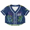 Ganja White Night fan rave cropped baseball jersey with a Dark Wobble print