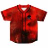 Front view of deep red galaxy pattern with black piping and MODESTEP chest logo
