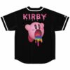 Black jersey back view with dripping pink KIRBY text and a rainbow-dripping cartoon character graphic