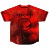 Back view of deep red galaxy pattern featuring MODESTEP text and crossed-eye circle graphic