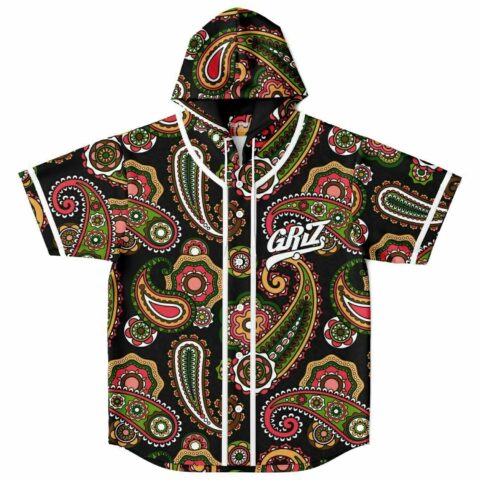Black paisley pattern jersey with white trim and “GRiZ” chest logo, front view