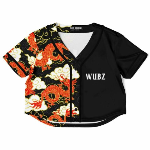 Custom crop top with print WUBZ and colorful flowers